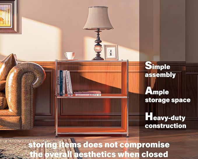 32-Inch 2-Tier Metal Bookcase, Open Shelf Storage Organizer - Image 5