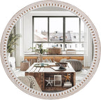 24 Inch Farmhouse Round Wood Mirror by DecointoWallDecor