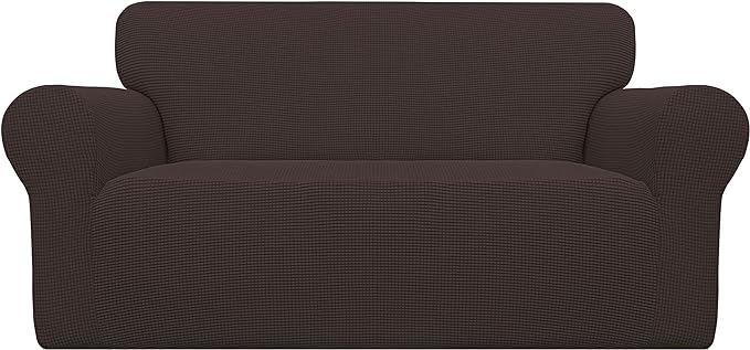 Easy-Going Stretch Loveseat Couch Covers Washable Chocolate | 1-Piece Loveseat by Easy-Going