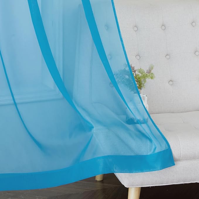NICETOWN Voile Sheer Teal Curtains 96 inches Long 2 Panels Set, Grommet Casual - Image 6