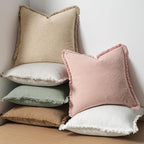 MIULEE Boho Linen Fringe Decorative Throw Pillow Covers Pink 20x20 | Set of 2 - Image 7