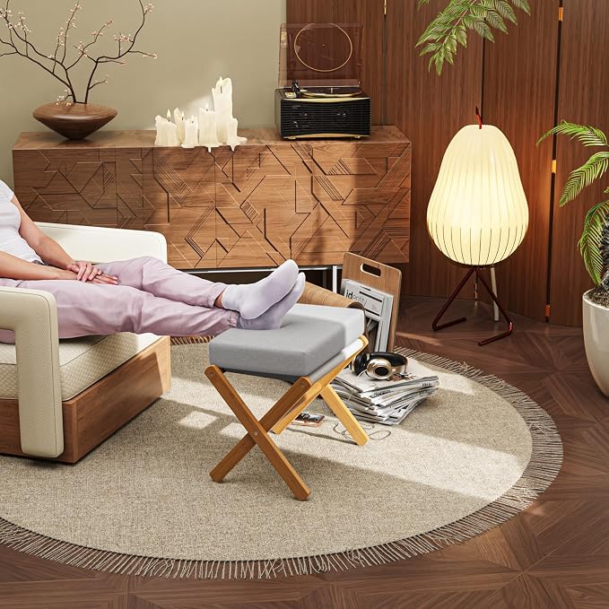 BAMBOOHOMIE Foldable Foot Stool Ottoman, Modern Foot Rest - Image 7