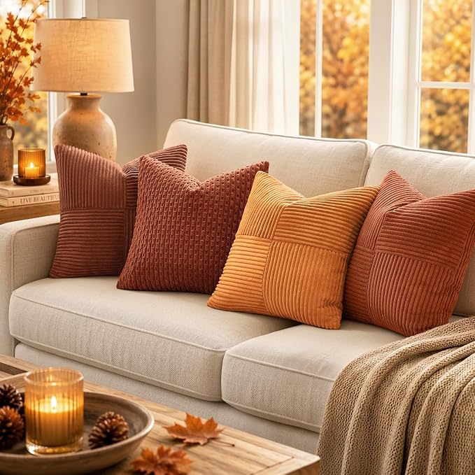 MIULEE Fall Burnt Decorative Euro Sham Pillow Covers 24x24 Inch 2 Pack | Boho - Image 5