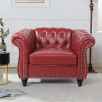 LEVNARY Leather Upholstered Armchair, Mid-Century Modern Single Sofa Chair by LEVNARY