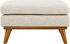 Modway Engage Mid-Century Modern Upholstered Fabric Ottoman in Beige - Image 6