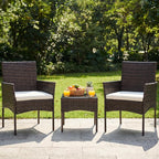 DUMOS 3 Piece Patio Furniture Set, All-Weather Outdoor Wicker Chairs - Image 2