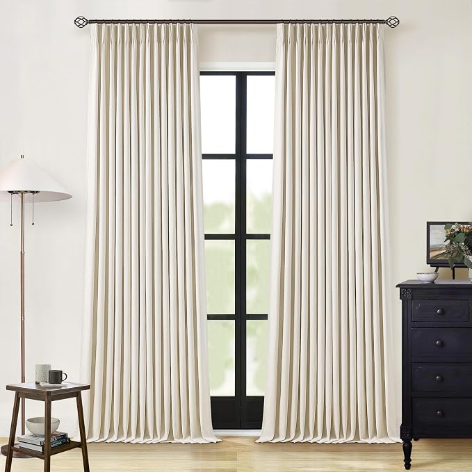 Cream Beige Pinch Pleated 120 Inch Curtains High Ceiling Linen Curtains | 100% - Image 8