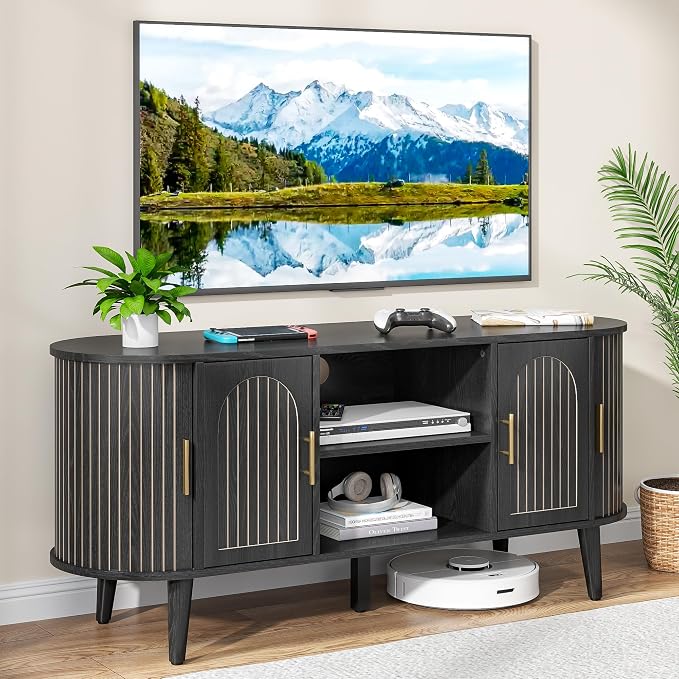 51" Fluted TV Stand, Mid-Century Modern Entertainment Center - Image 8