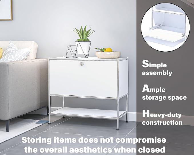 Metal Sidetable with Flap Door, 27.5" Height - Image 5