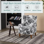 Upholster Accent Armchair & Side Table 2-Piece Set, Chenille Vintage Style - Image 8