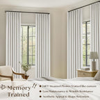 Off White Pinch Pleated 100% Blackout Curtains 102 Inches Long | Linen Blend - Image 2