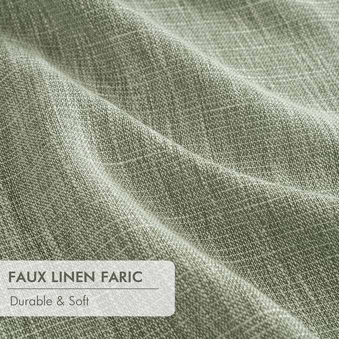 MIULEE Sage Green Pinch Pleated 100% Blackout Linen Curtains 40x90 Inches | - Image 6