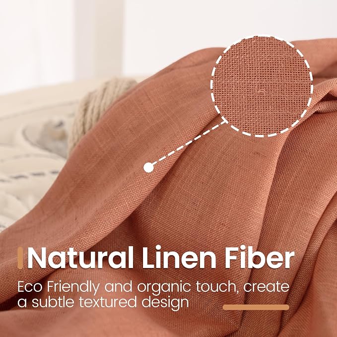 BGment Terracotta Linen Curtains 60 X 84 Inch Length, Wide Semi Sheer Drapes - Image 3