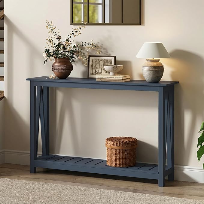 ChooChoo Farmhouse Console Table, Rustic Vintage Narrow Sofa Table by ChooChoo