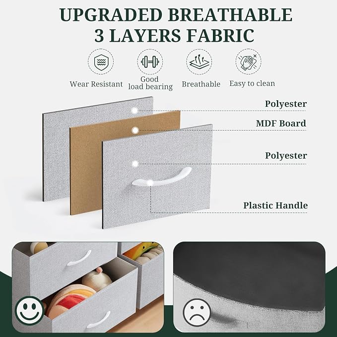 7-Drawer Dresser for Bedroom, Anti-Tip Wide Storage Organizer Fabric Chest of - Image 7