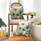 AVOIN colorlife Chinoiserie Poppy Flowers Pillow Covers 18x18 Inch Set of 2 | - Image 2