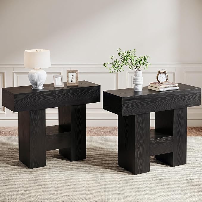 Tribesigns Farmhous End Table, 2-Tier Narrow Side Table by Tribesigns