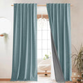 NICETOWN Full Blackout Skylark Blue Linen Curtains 102" Length by NICETOWN