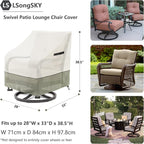 Outdoor Swivel Rocker Chair Cover 2 Pack, Patio Swivel Chair Covers - Image 3