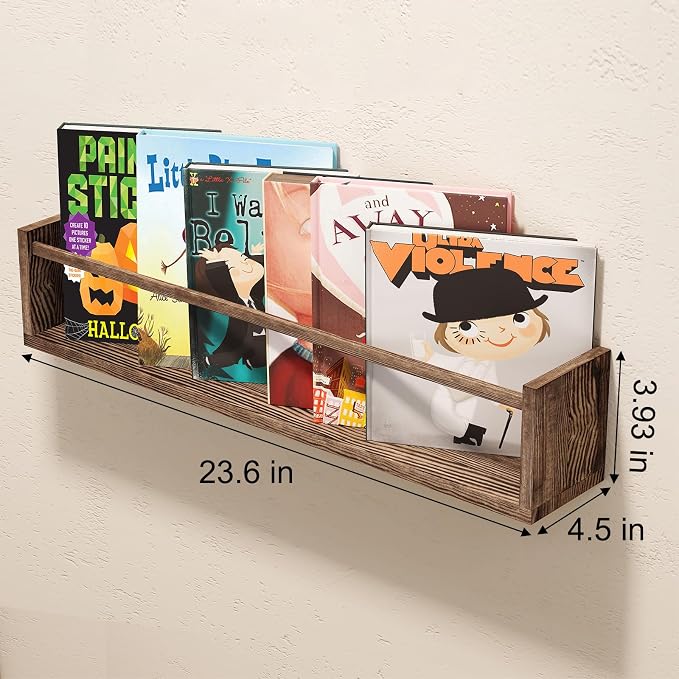 Fixwal Nursery Book Shelves for Kids Rooms, 23.6 Inch Floating Bookshelves for - Image 3