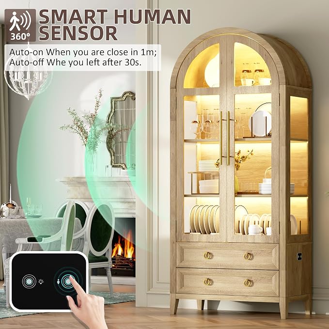 Vlsrka 71" Arched Curio Cabinet - Image 4