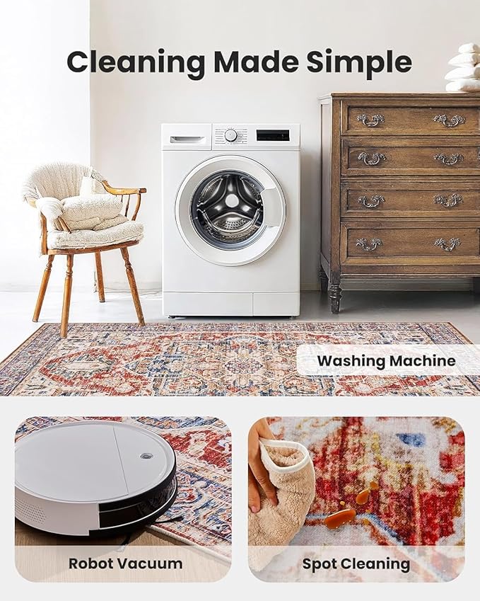 AMADA HOMEFURNISHING 8x10 Washable Area Rug, Low-Profile Large Area Rug - Image 6