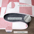 Pink White Checkered Rug - Image 3