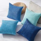 Topfinel Decorative Throw Pillow Covers Aque Teal Blue Series, Summer Corduroy - Image 3