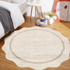 GarveeHome Scalloped Washable Round Rugs Non-Slip Round Rug 4 ft - Image 4