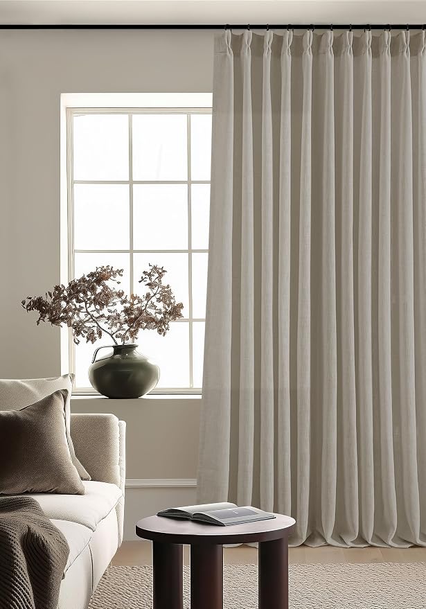 Burlywood Birch 90 Inches Long 70 Inch Wide Linen Curtains Pinch Pleated | - Image 9