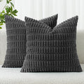 MIULEE Corduroy Decorative Throw Pillow Covers 16x16 Dark Grey Pack of 2 | Soft by MIULEE