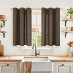 YoungsTex Brown Linen Curtains 40 Inch Length, Short Drapes Light Filtering by YoungsTex