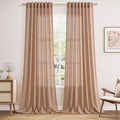 Peach Linen Curtains 102 Inches Long Rod Pocket Back Tab Drapes 2 Panels Set by Nanspring