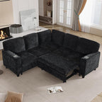 L-Shaped Sectional Couch with Storage and Pull Out Bed, Convertible Sofa Bed - Image 4