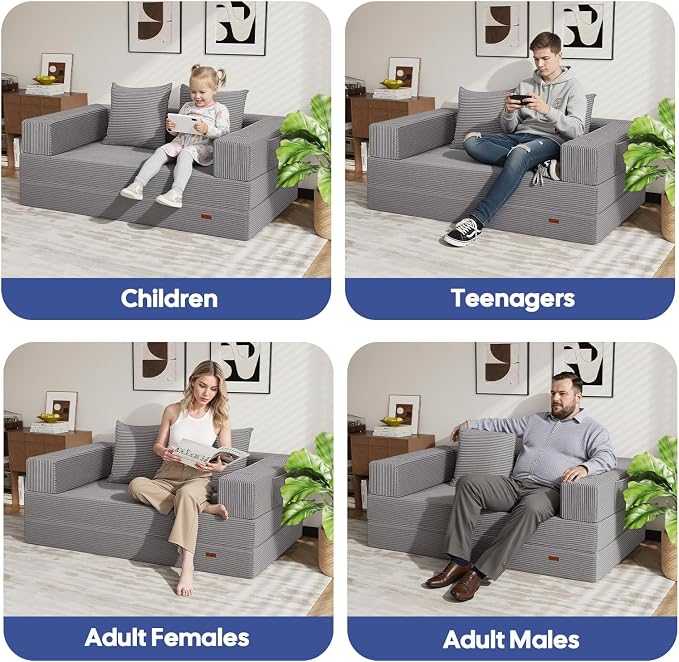 COMAX Futon Sofa Bed, 4‑in‑1 Convertible Sofa Bed, Folding Boneless Couches - Image 8