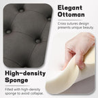 30-Inch Round Storage Ottoman, Button Tufted Ottoman Coffee Table - Image 3