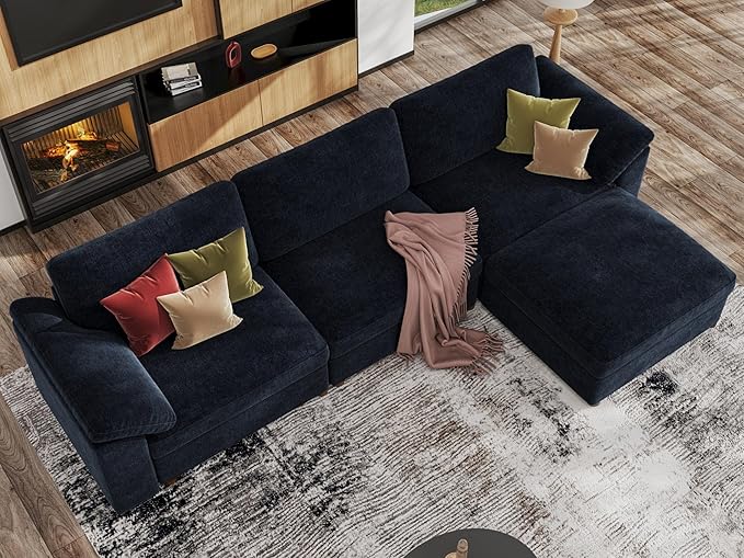 EASE MOOSE Blue Sectional Modular Sofa, FSC Certified Oversized L Shape - Image 3