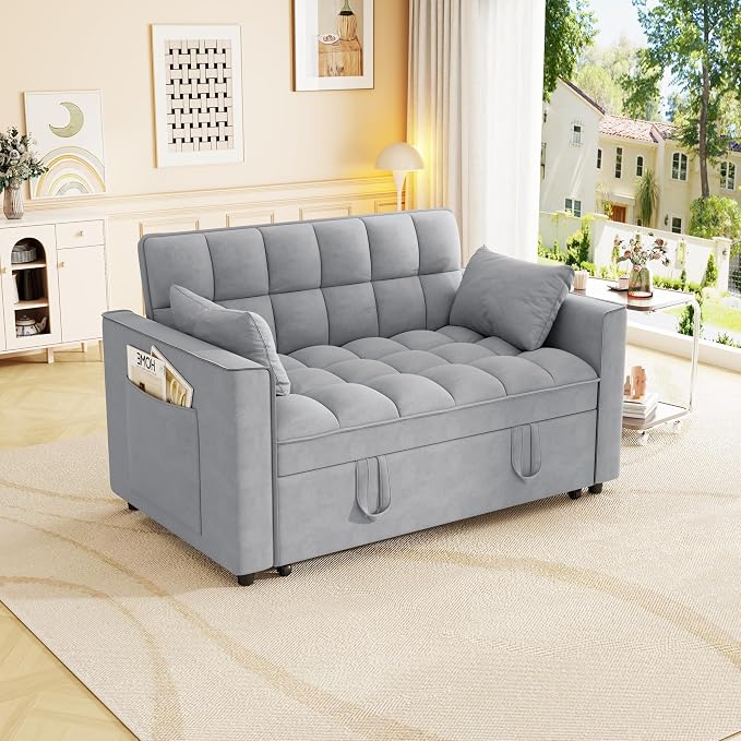 3-in-1 Convertible Sleeper Sofa Bed, 55 inch Small Couch - Image 4