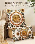 Embroidered Throw Pillow Cover 20x20 Inch, Sunflower Moon | Decorative Pillow - Image 5