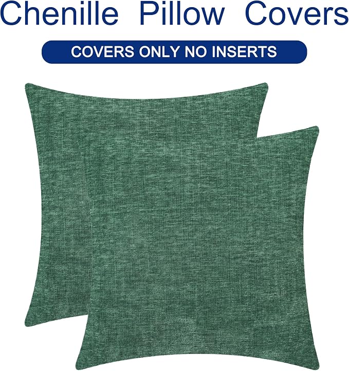 CaliTime Decorative Couch Throw Pillow Covers 16 X 16 Inches Dark Green | Pack - Image 6