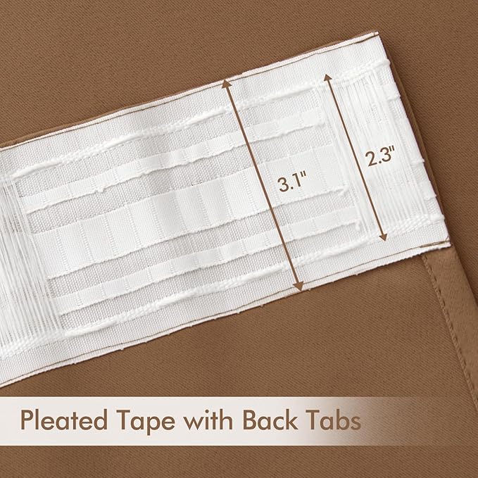 MIULEE Cappuccino Brown Back Tab Blackout Curtains 52"x96" Long 2 Panel Set | - Image 4
