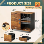 DEVAISE 3-Drawer Wood File Cabinet, Mobile Lateral Filing Cabinet, Printer Stand - Image 2