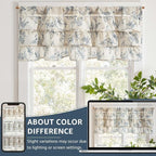 jinchan Ruffled Valance Curtain Linen Floral Kitchen Valance 18 Inch Shabby - Image 8