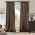 Brown Linen Pinch Pleated Black Out Memory Trained Curtains 102 Inches Long | by Twodrapes