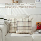 Stellhome Pack of 2 Linen Buffalo Check Decorative Throw Pillow Covers - Image 5