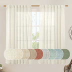 60 Inch Wide Linen Curtains for Bedroom Semi Sheer Panels 60 x 63 Inch by LAMIT