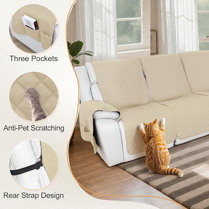 HDCAXKJ 100% Waterproof Reclining Sectional Couch Covers L Shape Recliner Sofa - Image 7