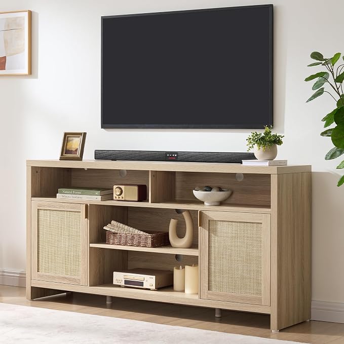 SICOTAS 63" Rattan TV Stand for TVs up to 65" by SICOTAS