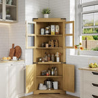 GarveeHome 67" Tall Corner Storage Cabinet, Farmhouse Corner Hutch Display - Image 3