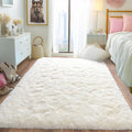 Pionblank Fluffy Area Rug for Bedroom 4x6, Indoor Plush Carpet, Cream White | by PIONBLANK